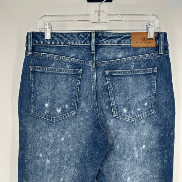 Ralph Lauren Women's 8 Bleach Splattered Ankle Straight  Jeans Blue Preppy Artsy - Picture 11 of 13